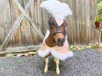 Champagne, Peaches and Cream - Feathered Headdress, Cape and Tail Fascinator for Mini Horse