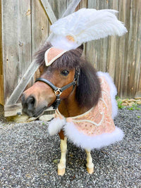 Champagne, Peaches and Cream - Feathered Headdress, Cape and Tail Fascinator for Mini Horse