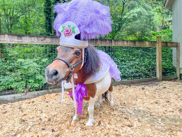 Lilac Dream Dancer - Feathered Headdress and Cape for Mini Horse