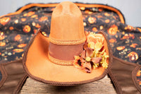 Jack-O-Lantern Wrangler - Fancy Cowboy Set with Hat, Fringed Shawl and Tail Fascinator