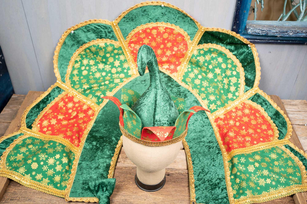 Yuletide Enchantment - Costume with Elf Hat, Cape and Tail Fascinator for Mini Horse