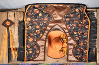 Jack-O-Lantern Wrangler - Fancy Cowboy Set with Hat, Fringed Shawl and Tail Fascinator