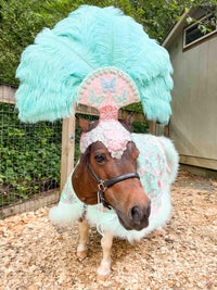 Butterfly Sherbet Swirl - Feathered Headdress, Cape and Tail Fascinator for Mini Horse